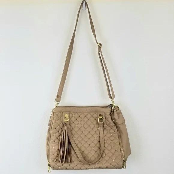 STEVE MADDEN Tan w/Gold Hardware Handbag - Picture 2 of 11